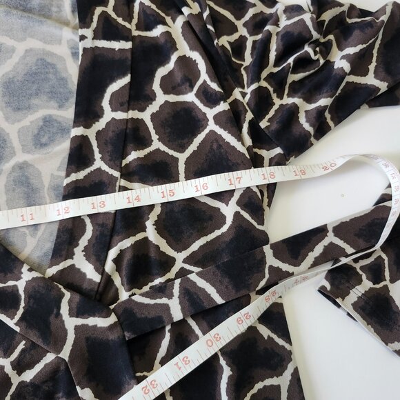TAHARI | Brown and Black Giraffe Animal Print Wrap Dress - Picture 6 of 6